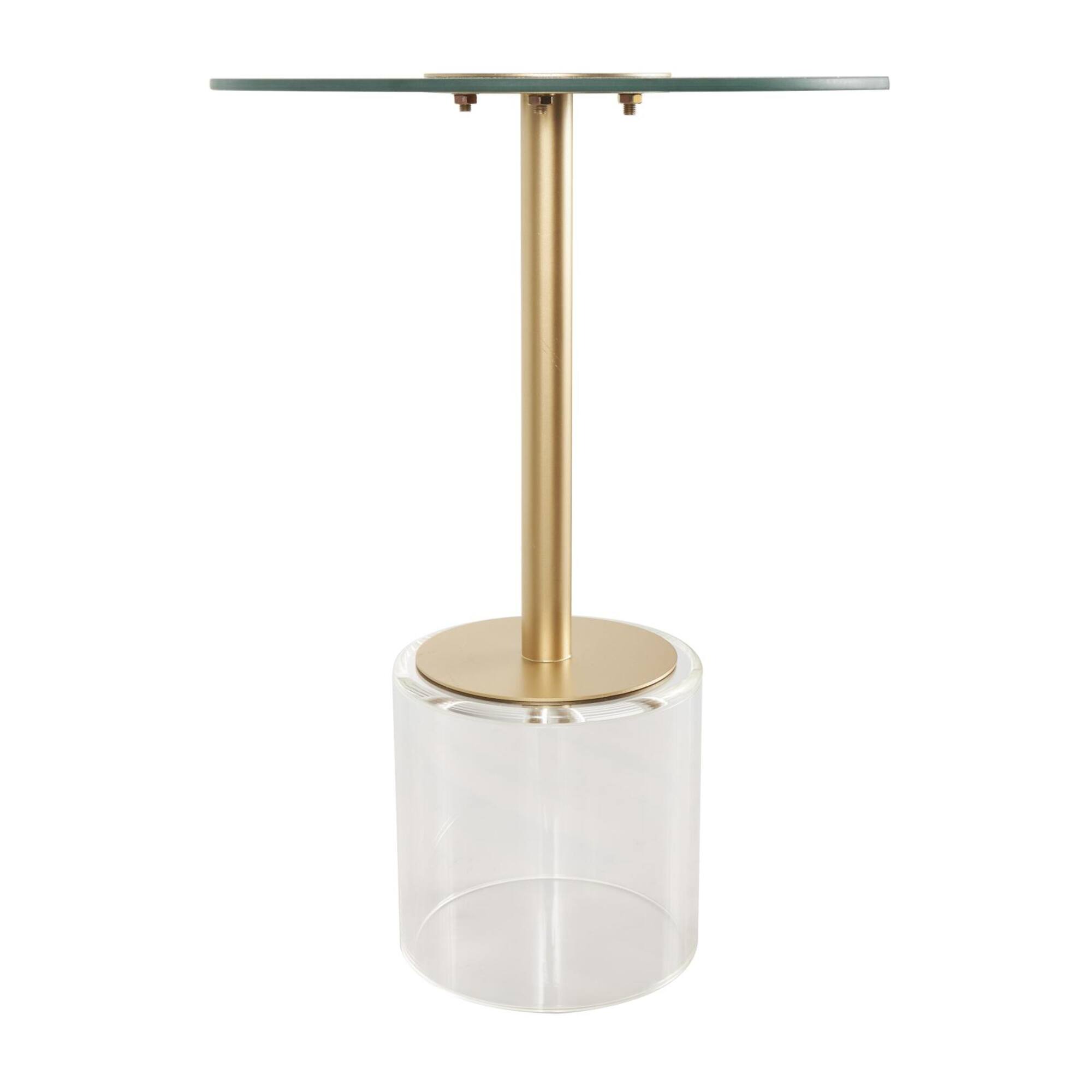 22.5" Clear Acrylic Accent Table with Elevated Base & Gold Stand